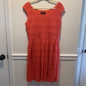Ronni Nicole Women’s Dress Size 12 Coral Lace Overlay Sleeveless Fit & Flare